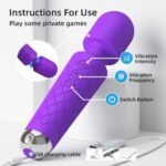 UMP-011 Fast Orgasm| Vibrators for Woman | Sex Toys| G-spot Stimulator| Body Massager| Gifts for Women| 20 Modes & 8 Speeds of Pleasure | Rechargeable Vibrating Dildo Wand Massager (Purple）） - Image 6