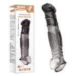 UMP-S8B Reusable Black Transparent TPE Vagina Stimulating Penis Sleeve
