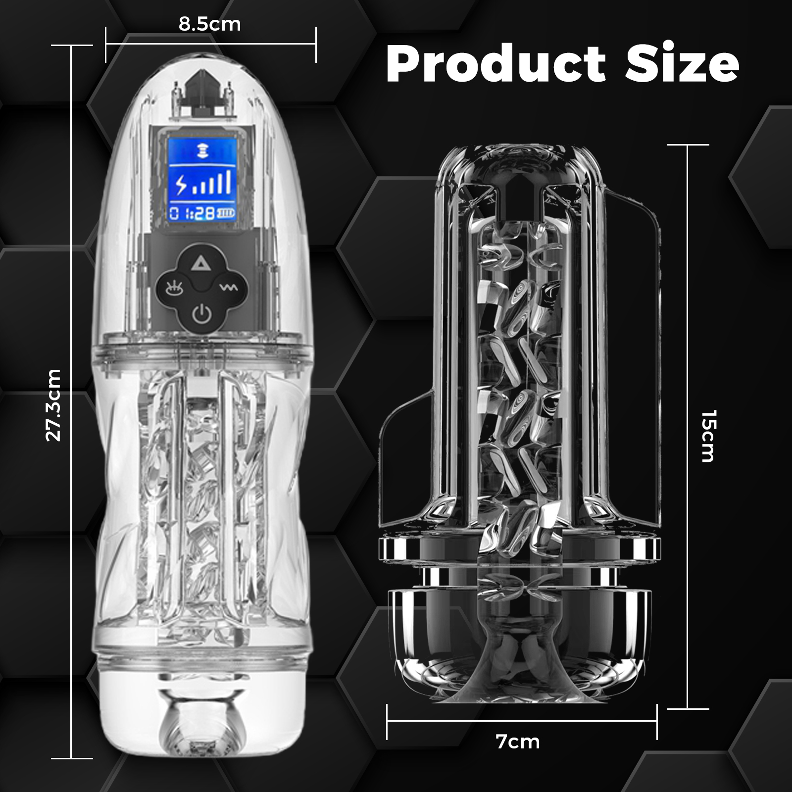 7 Suction Modes 10 Vibrations Sex Toy for Men Transparent 3D Pocket Masturbators 7 Suction Modes Electric Male Masturbator | Transparent 3D Pocket Pleasure Toy - Image 1